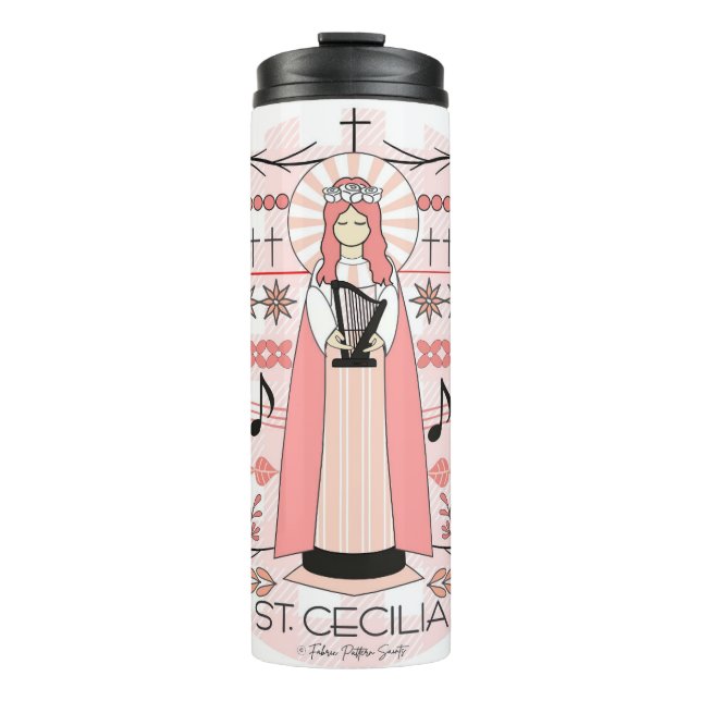 Catholic Saint Thermal Tumbler: St. Cecilia Tumbler (Front)