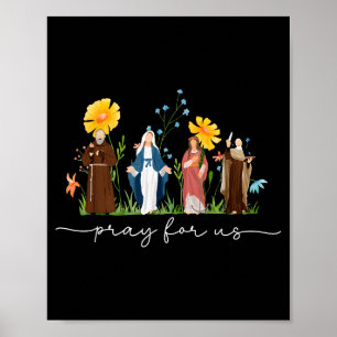 Catholic Saints Floral Women Religious Men Women K Poster