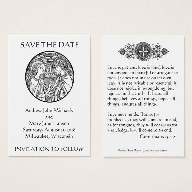 Catholic Save the Date Wedding Cards (Front & Back)