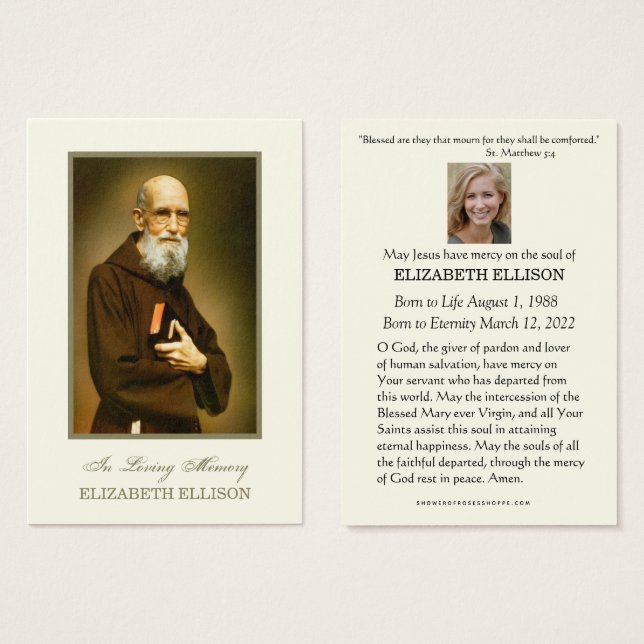 Catholic Solanus Casey  Funeral Prayer Card (Front & Back)