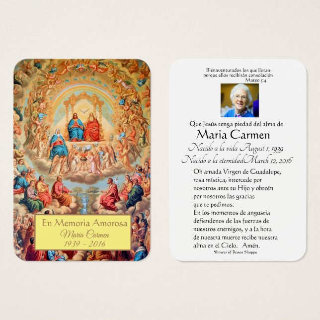 Catholic Spanish Jesus Religious Funeral Holy Card (Front & Back)