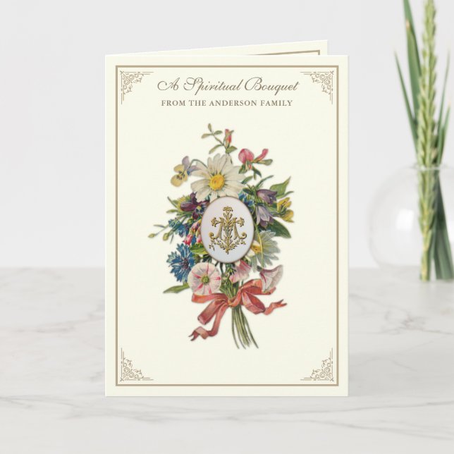 Catholic Spiritual Bouquet Prayer Virgin Mary Note Card (Front)