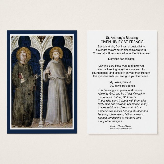 Catholic St. Anthony St. Francis Blessing Prayer (Front & Back)