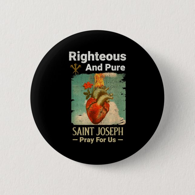 Catholic St. Joseph, Patron Saint Of Fathers, Pray 6 Cm Round Badge (Front)