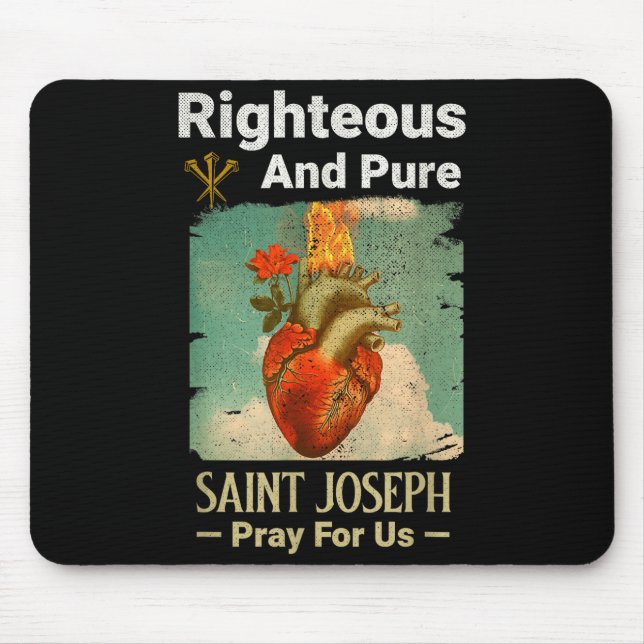 Catholic St. Joseph, Patron Saint Of Fathers, Pray Mouse Pad (Front)