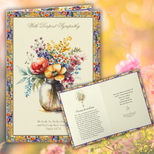 Catholic Sympathy Floral Rosary Scripture Card