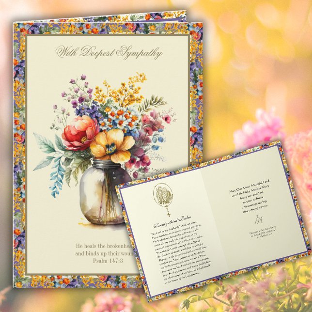Catholic Sympathy Floral Rosary Scripture Card (Creator Uploaded)