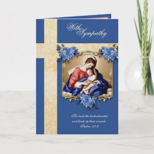 Catholic Sympathy Virgin Mary Jesus Floral Card