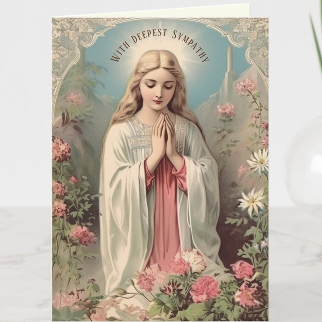 Catholic Sympathy Virgin Mary Scripture Card (Discover solace in our vintage Blessed Mother Sympathy Card. )