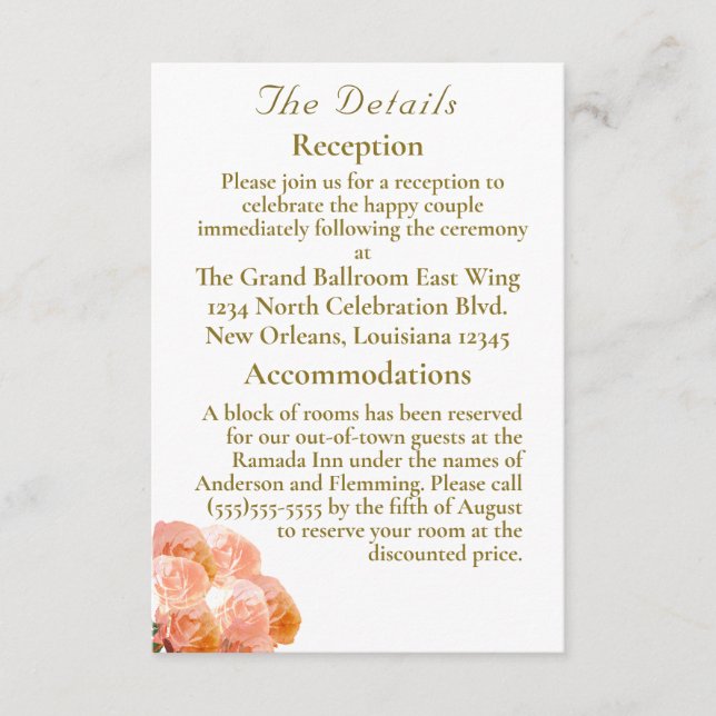 Catholic Terracotta Rose Wedding Enclosure Card (Front)