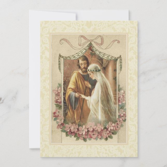 Catholic Traditional Elegant Vintage Wedding Invitation (Front)