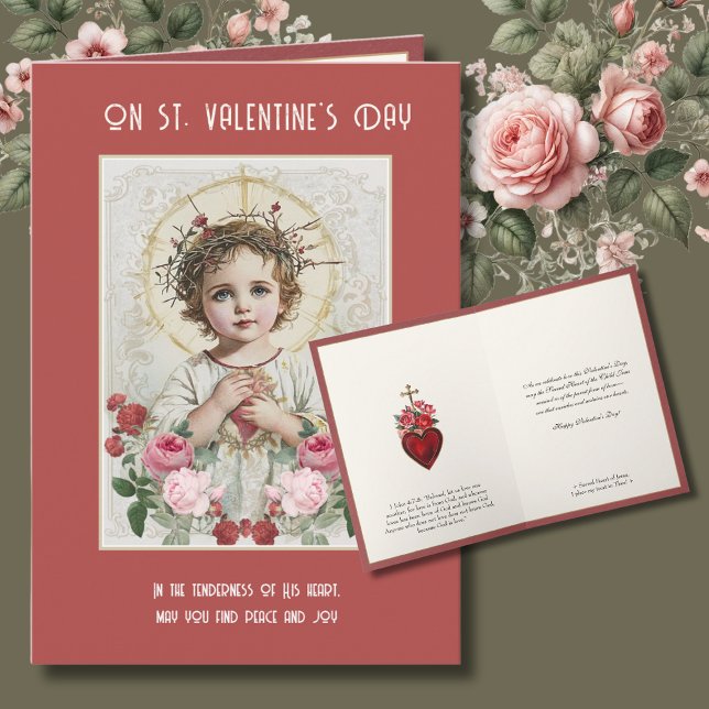 Catholic Valentine Roses Sacred Heart of Jesus Card (Creator Uploaded)