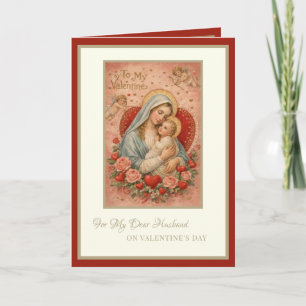 Catholic Valentines Day Husband Mary Jesus Holiday Card