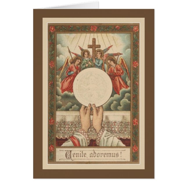 Catholic Vintage Angels Priest holding Eucharist (Front)