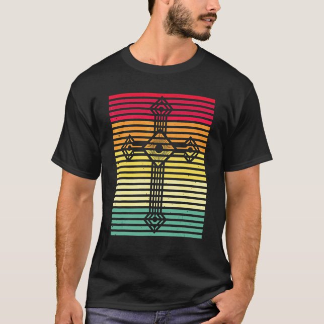 Catholic Vintage Cross Easter T-Shirt (Front)