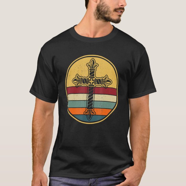 Catholic Vintage Cross Easter T-Shirt (Front)