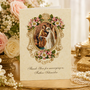 Catholic Vintage Elegant Wedding Card