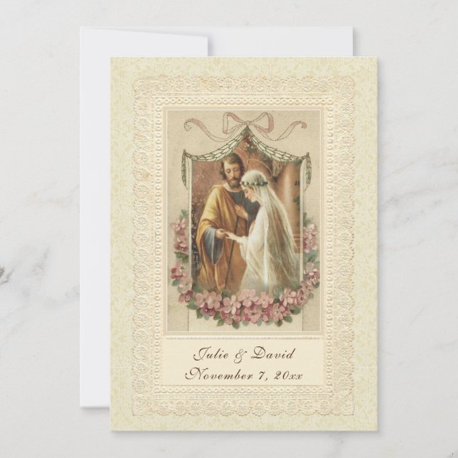 Catholic Vintage  Wedding Church/Reception Invitation (Front)