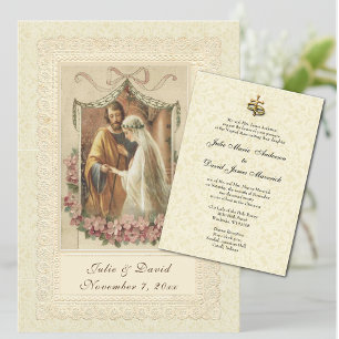 Catholic Vintage  Wedding Church/Reception Invitation