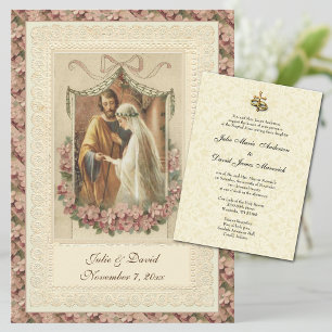 Catholic Vintage  Wedding Church/Reception  Invitation