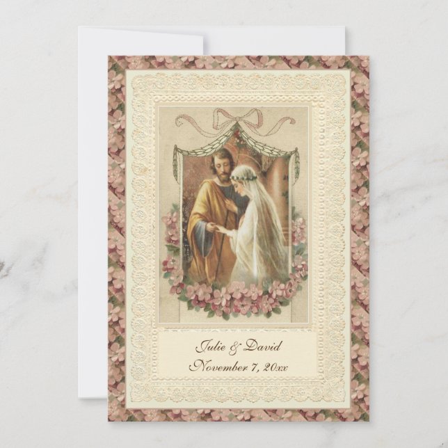 Catholic Vintage  Wedding Church/Reception  Invitation (Front)