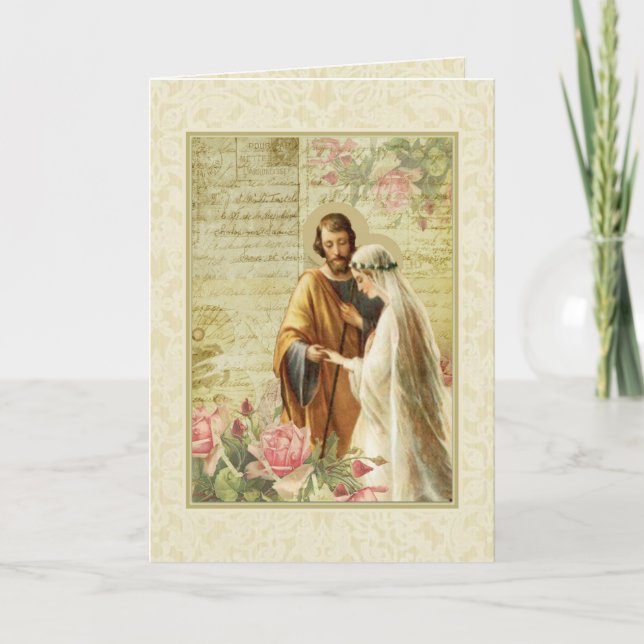 Catholic Vintage Wedding Engagement Religious Card (Front)