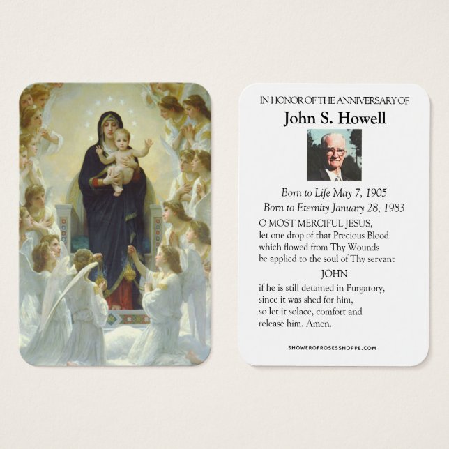 Catholic Virgin Mary Anniversary Death Loved One (Front & Back)