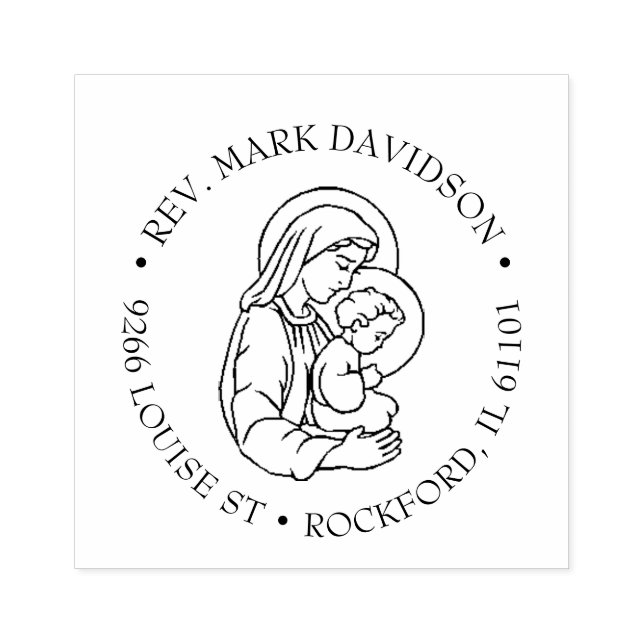 Catholic Virgin Mary BabyJesus  Religious Rubber Stamp (Imprint)