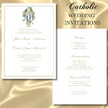 Catholic Virgin Mary Blue Flowers Wedding Invitation<br><div class="desc">Personalise our beautiful traditional Catholic wedding invitations with a beautiful custom designed image of the Blessed Virgin Mary,  Our Lady of Grace with blue flowers.. The back includes all the information for the reception,  rsvp,  & register.  All text and fonts can be modified.</div>