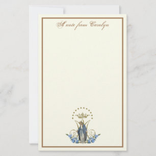Catholic Virgin Mary Elegant Religious Floral Stationery