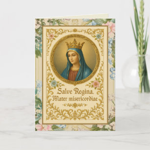 Catholic Virgin Mary Floral Birthday Card