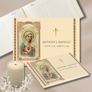 Catholic Virgin Mary Funeral Memorial Guest Book