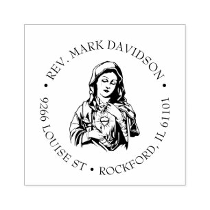 Catholic Virgin Mary Jesus  Religious Address Rubber Stamp