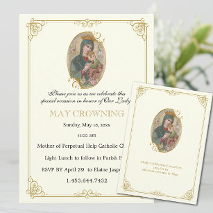 Catholic Virgin Mary May Crowning Religious Event Invitation