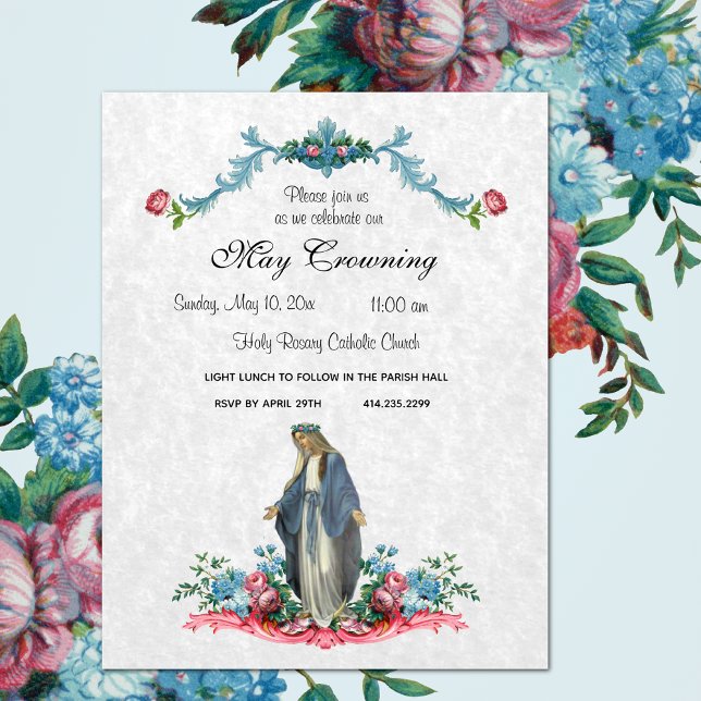 Catholic Virgin Mary May Crowning Religious Event Invitation (Creator Uploaded)