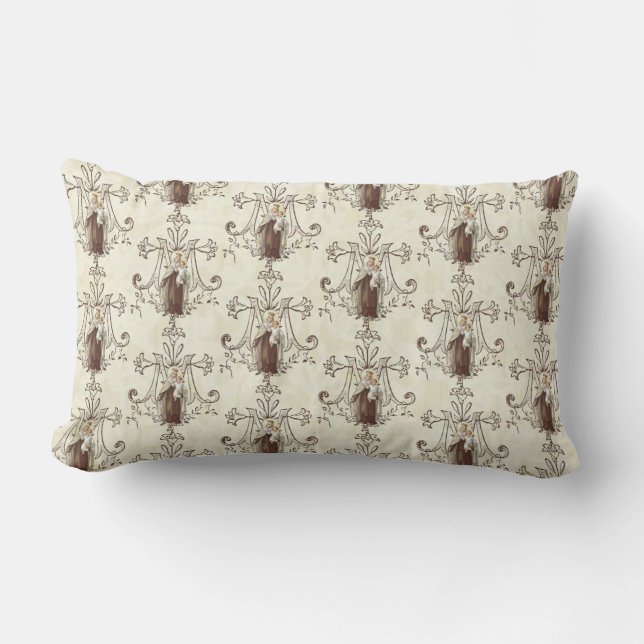 Catholic Virgin Mary Mount Carmel Jesus Scapular Lumbar Cushion (Front)