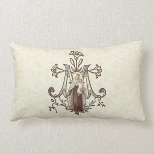 Catholic Virgin Mary Mount Carmel Jesus Scapular Lumbar Cushion