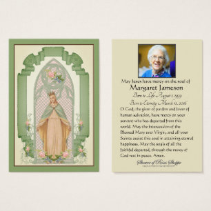 Catholic Virgin Mary Religious Funeral Prayer Card