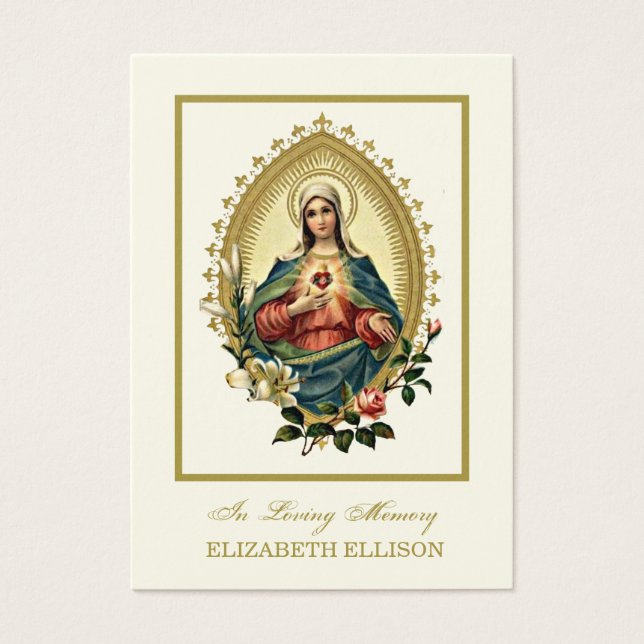 Catholic Virgin Mary Religious Funeral Prayer Card (Front)