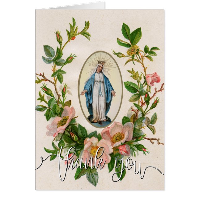 Catholic Virgin Mary Religious Funeral Thank You (Front)