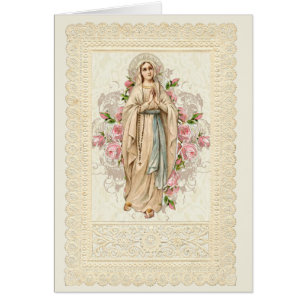 Catholic Virgin Mary Rosary Floral Lace