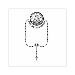 Catholic Virgin Mary Rosary Religious Address Rubber Stamp