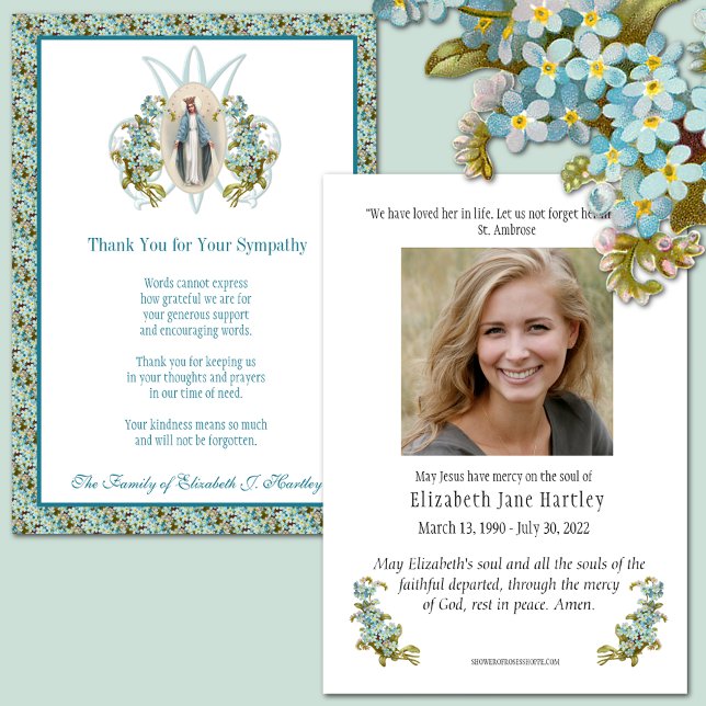 Catholic Virgin Mary Sympathy Funeral   Thank You Card (Creator Uploaded)