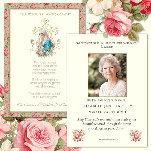 Catholic Virgin Mary Sympathy Funeral   Thank You Card
