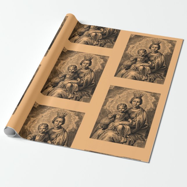 Catholic Virgin Mary Wrapping Paper (Unrolled)