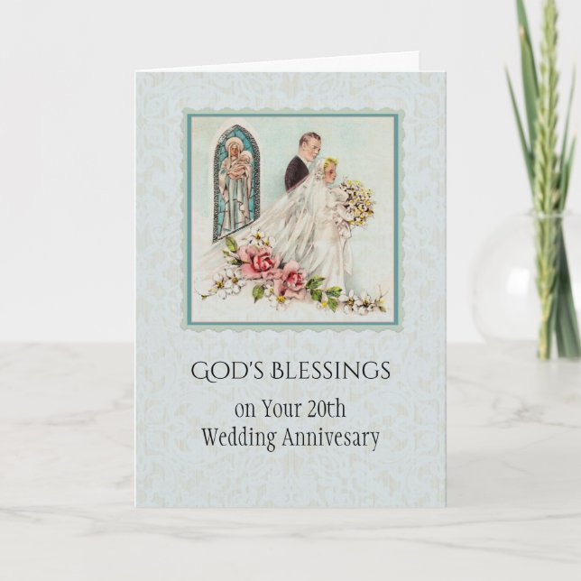 Catholic Wedding Anniversary Bride & Groom Card (Front)