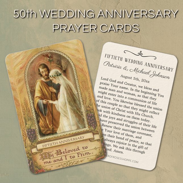 Catholic Wedding Anniversary Favour Holy Card (50th Catholic Wedding Anniversary Prayer Cards )