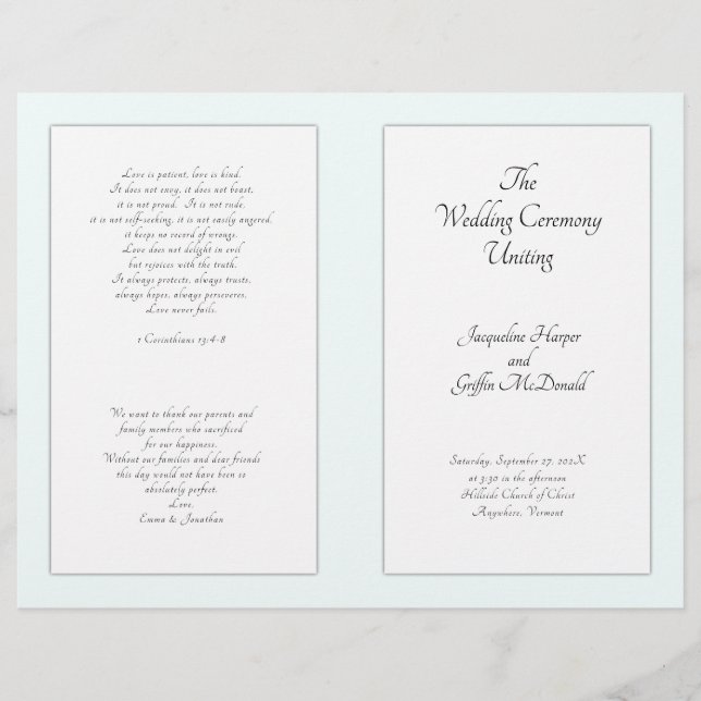 Catholic Wedding Ceremony Folded Program Template (Front)