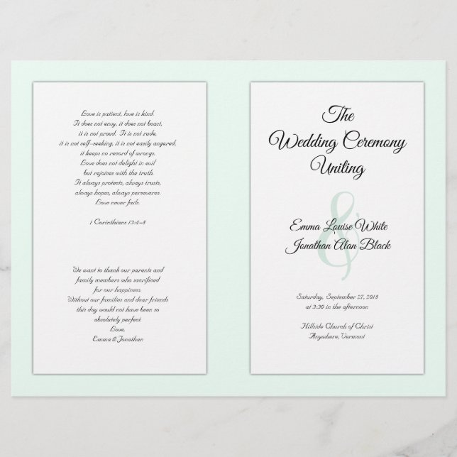 Catholic Wedding Ceremony Folded Program Template (Front)