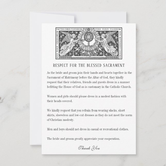 Catholic Wedding Etiquette Card (Front)